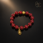 Lady of Blossoms — Rose Agarwood Bracelet with Golden Gourd Charm