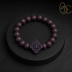 Imperial Violet — Rose Sandalwood Bracelet with Floral Charm