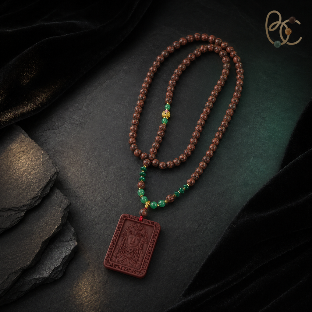 Dunhuang Spectrum — Floral Sandalwood Incense Bead Buddha Necklace