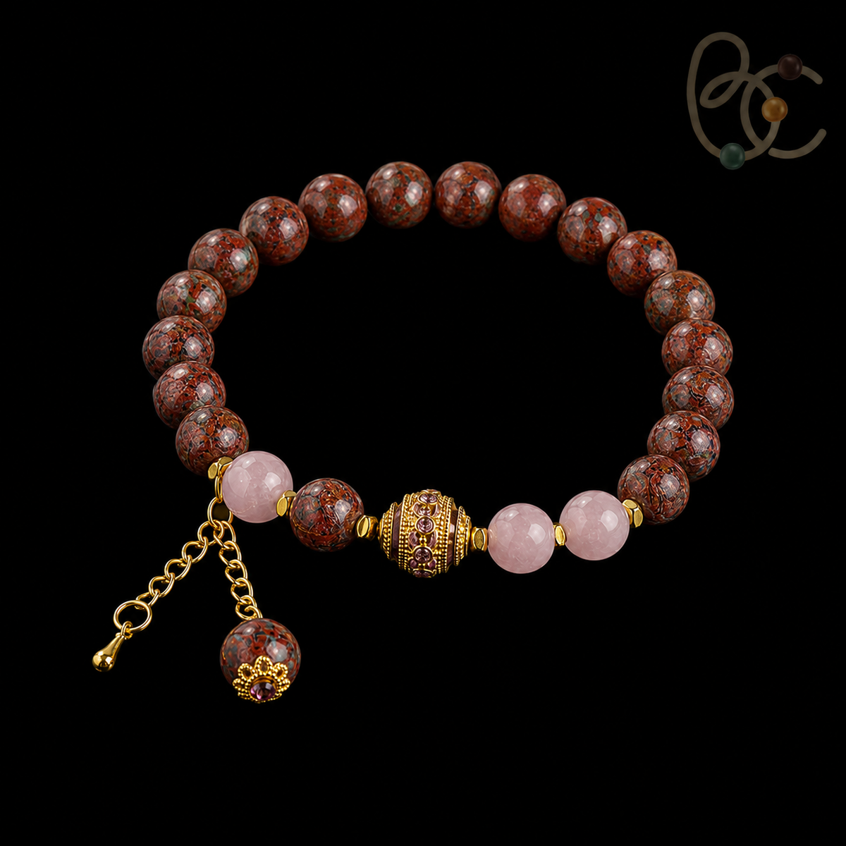 Dunhuang Spectrum — Floral Tea & Sandalwood Incense Charm Bracelet