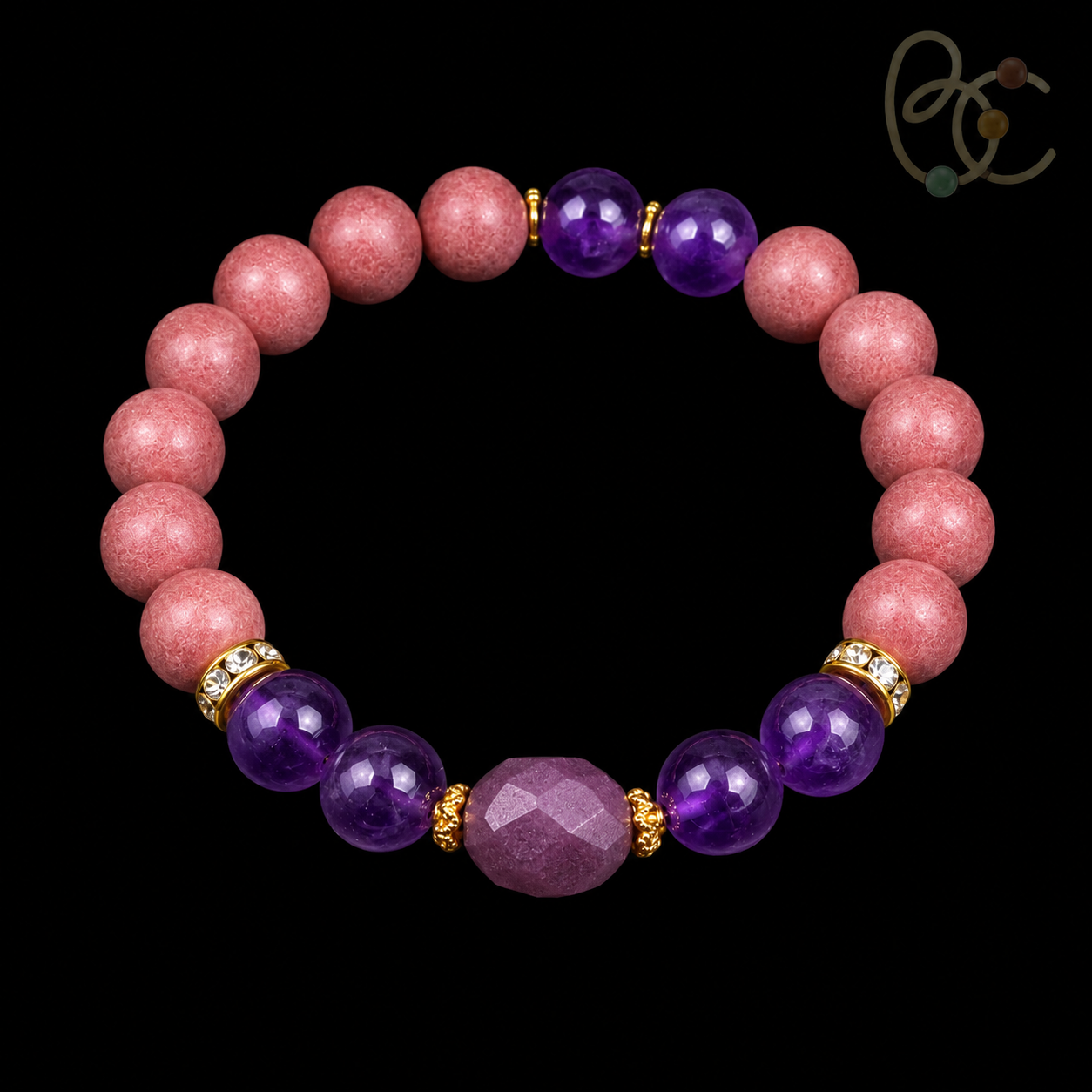 Rose Mist — Rose Agarwood Incense Bracelet with Amethyst