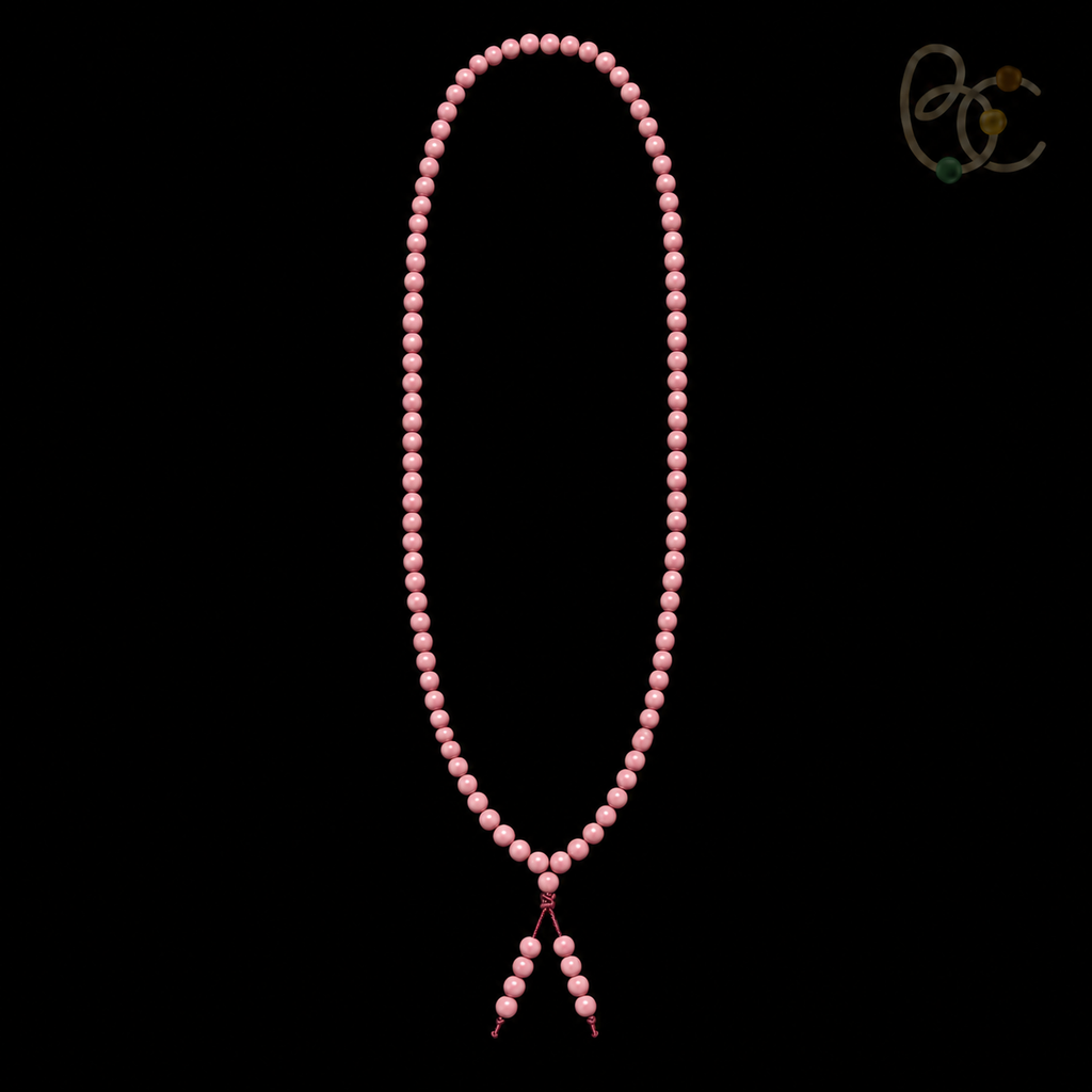 Blush Reverie — Rose Agarwood Long-Strand Incense Mala