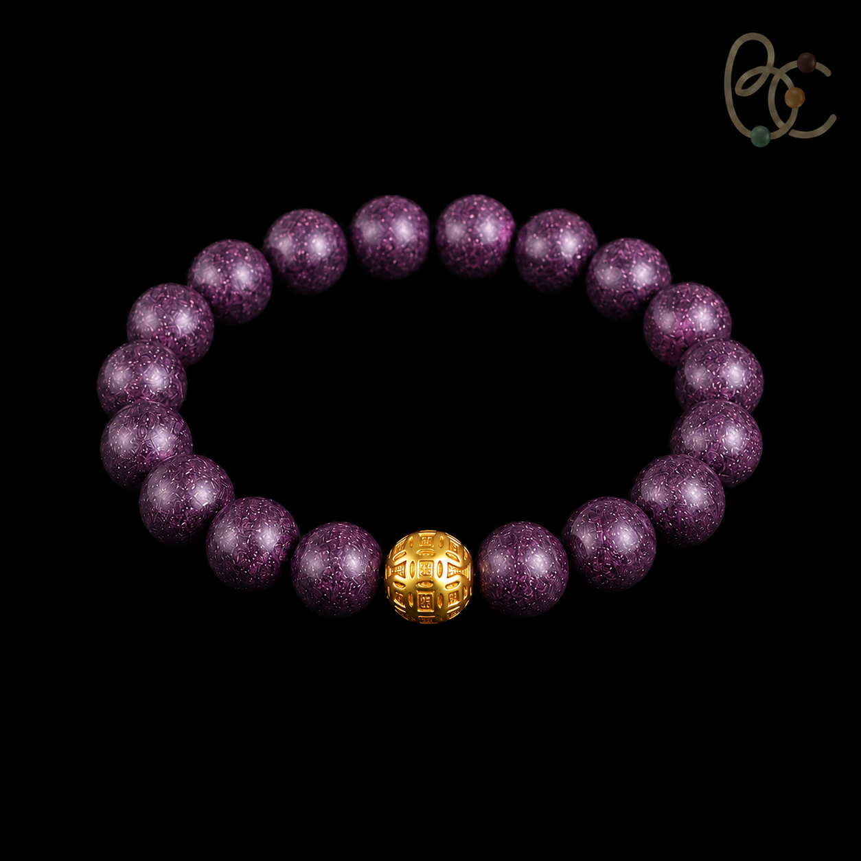 Imperial Violet — Rose Sandalwood Bracelet with Fortune Bead