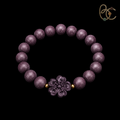 Imperial Violet — Rose Sandalwood Bracelet with Floral Charm