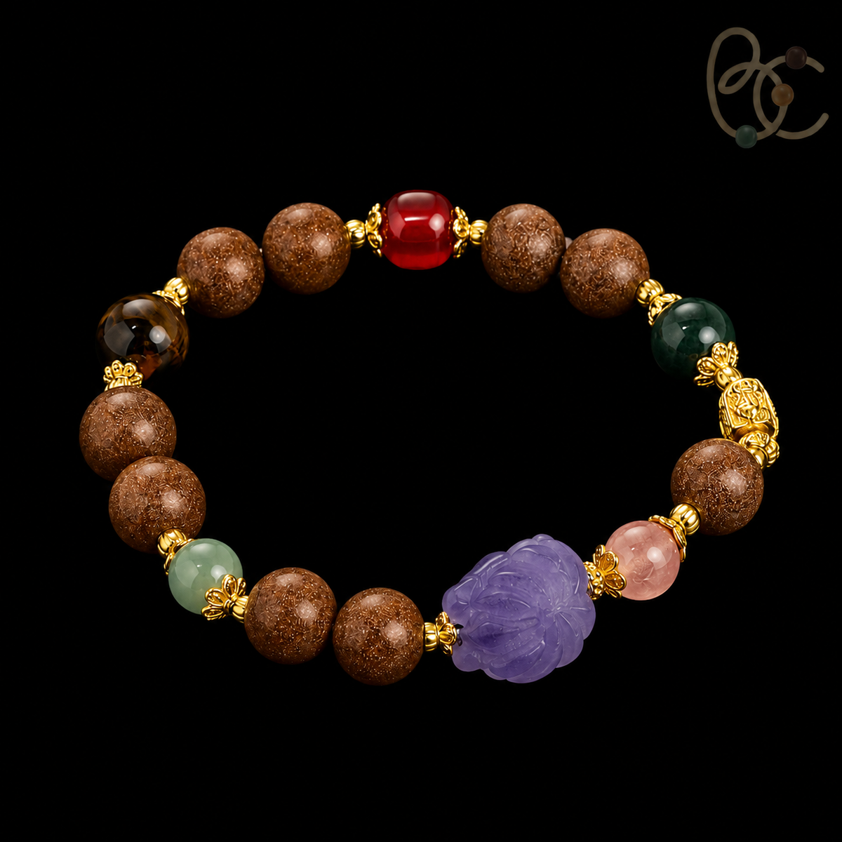 Greenwood Air — Spiced Agarwood Bracelet with Fox Charm