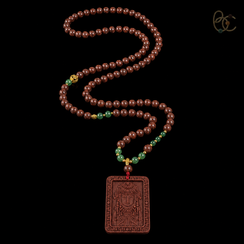 Dunhuang Spectrum — Floral Sandalwood Incense Bead Buddha Necklace