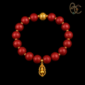 Lady of Blossoms — Rose Agarwood Bracelet with Golden Gourd Charm
