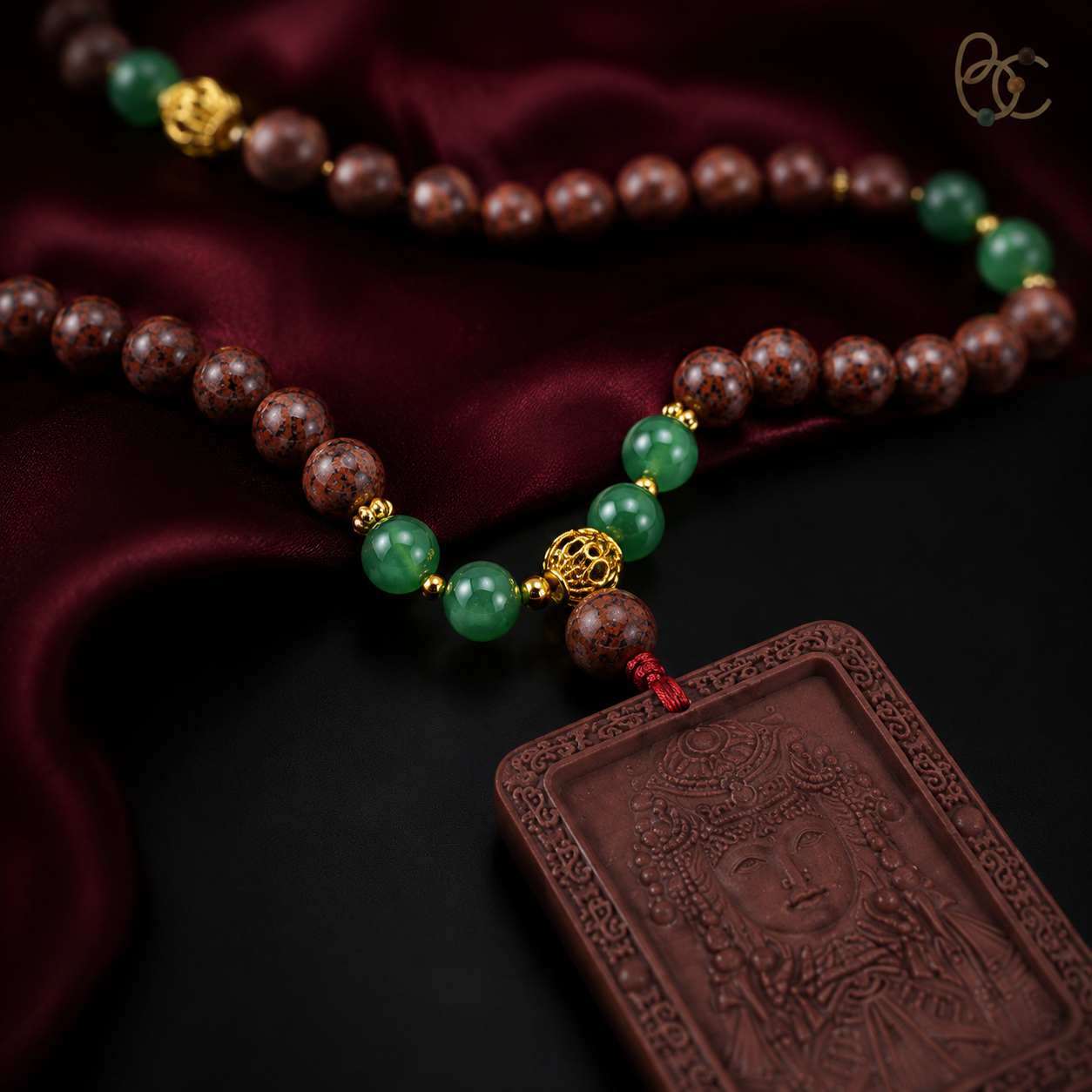 Dunhuang Spectrum — Floral Sandalwood Incense Bead Buddha Necklace