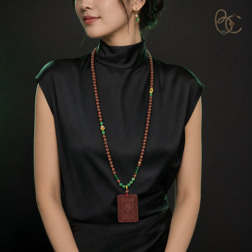 Dunhuang Spectrum — Floral Sandalwood Incense Bead Buddha Necklace