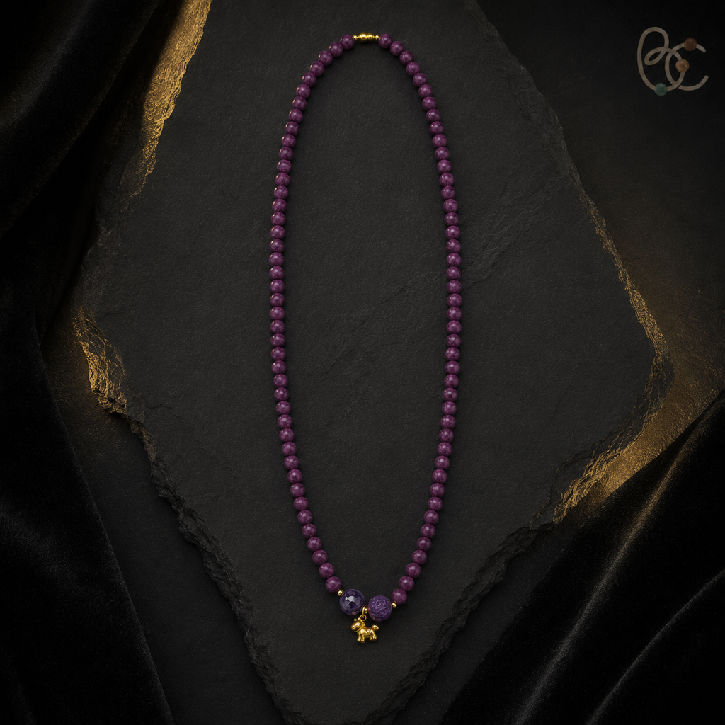 Imperial Violet — Double-Wrap Rose Bracelet with Horse Charm