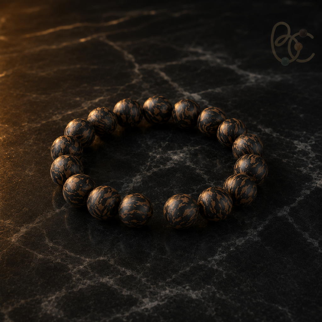 Black Gold Fourfold — 15mm Agarwood Sandalwood Incense Bracelet
