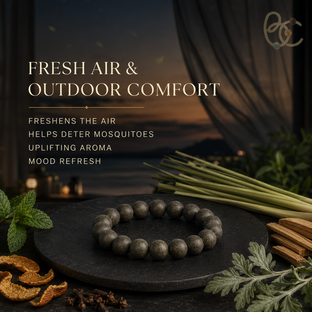 Summer Herb — 15mm Citronella Mint Mugwort Incense Bracelet