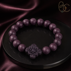 Imperial Violet — Rose Sandalwood Bracelet with Floral Charm