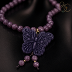 Imperial Violet — Rose Sandalwood Butterfly Tassel Necklace