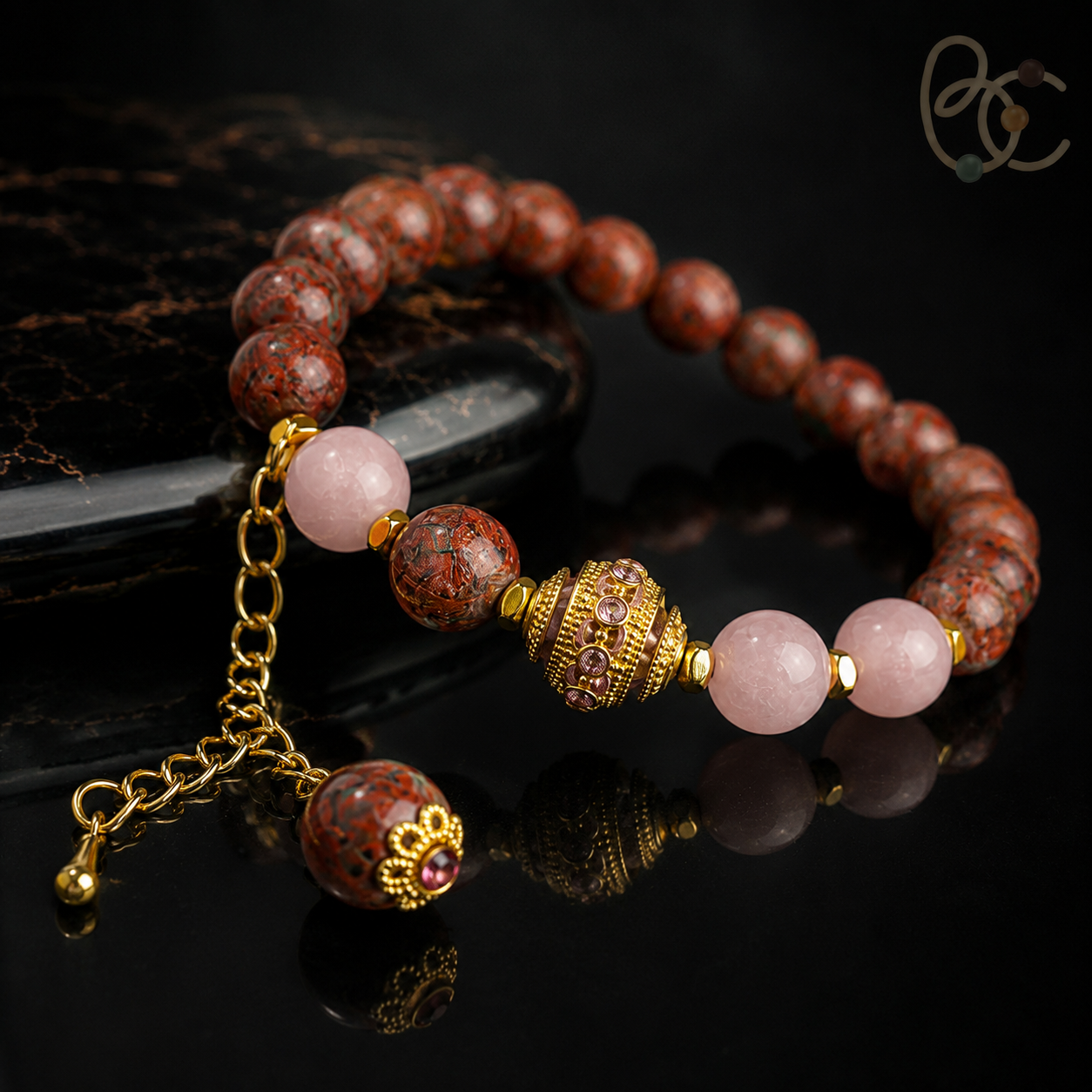 Dunhuang Spectrum — Floral Tea & Sandalwood Incense Charm Bracelet