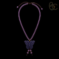 Imperial Violet — Rose Sandalwood Butterfly Tassel Necklace
