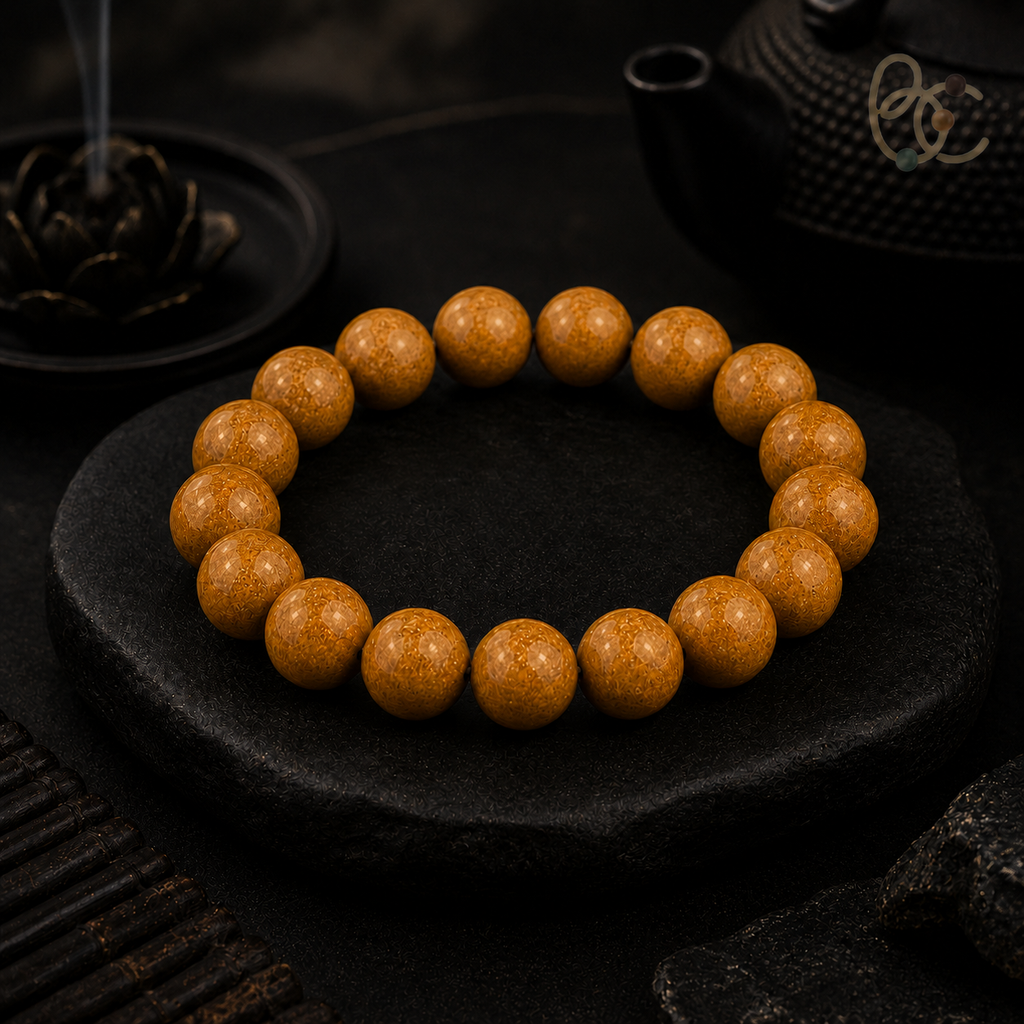 Pear Pavilion — 15-Bead Agarwood & Sandalwood Bracelet