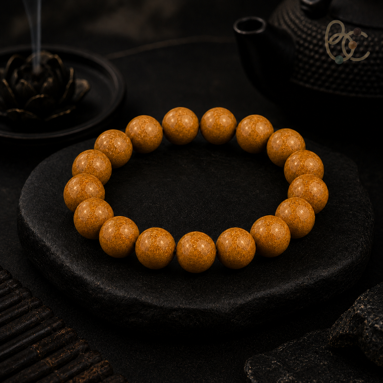 Pear Pavilion — 15-Bead Agarwood & Sandalwood Bracelet