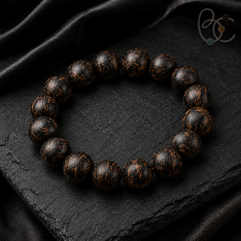 Black Gold Fourfold — 15mm Agarwood Sandalwood Incense Bracelet