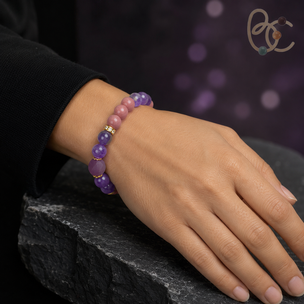 Rose Mist — Rose Agarwood Incense Bracelet with Amethyst