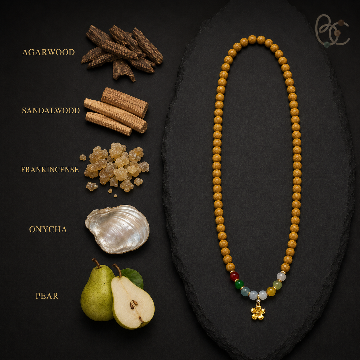 Pear Pavilion — 8mm Agarwood Incense Handheld Mala
