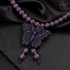 Imperial Violet — Rose Sandalwood Butterfly Tassel Necklace