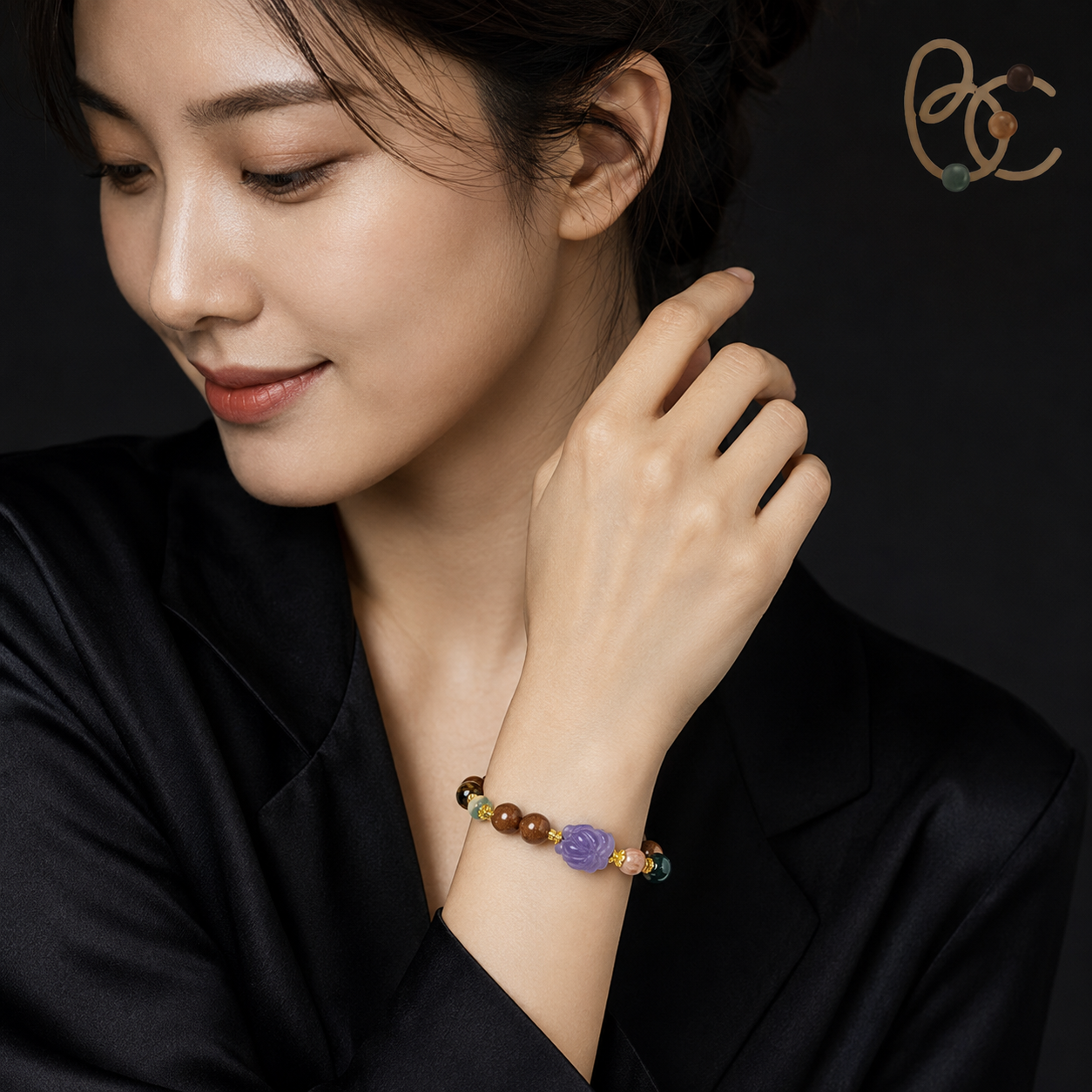 Greenwood Air — Spiced Agarwood Bracelet with Fox Charm