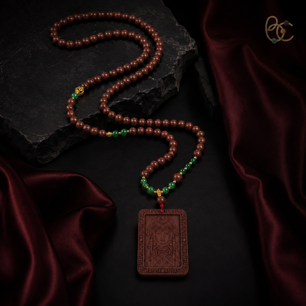 Dunhuang Spectrum — Floral Sandalwood Incense Bead Buddha Necklace