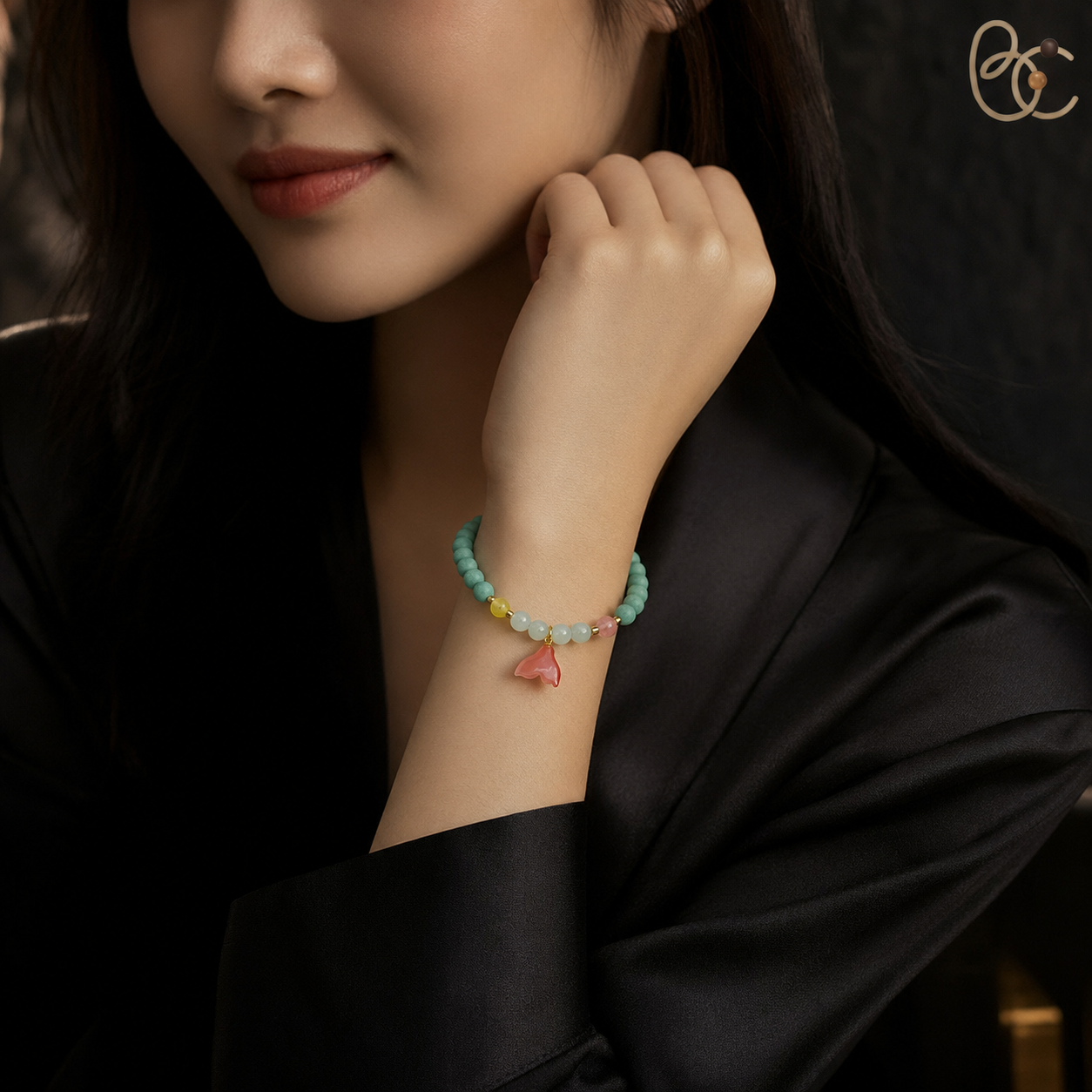 Jade Fortune — Citrus Agarwood Incense Bracelet with Cat's Eye