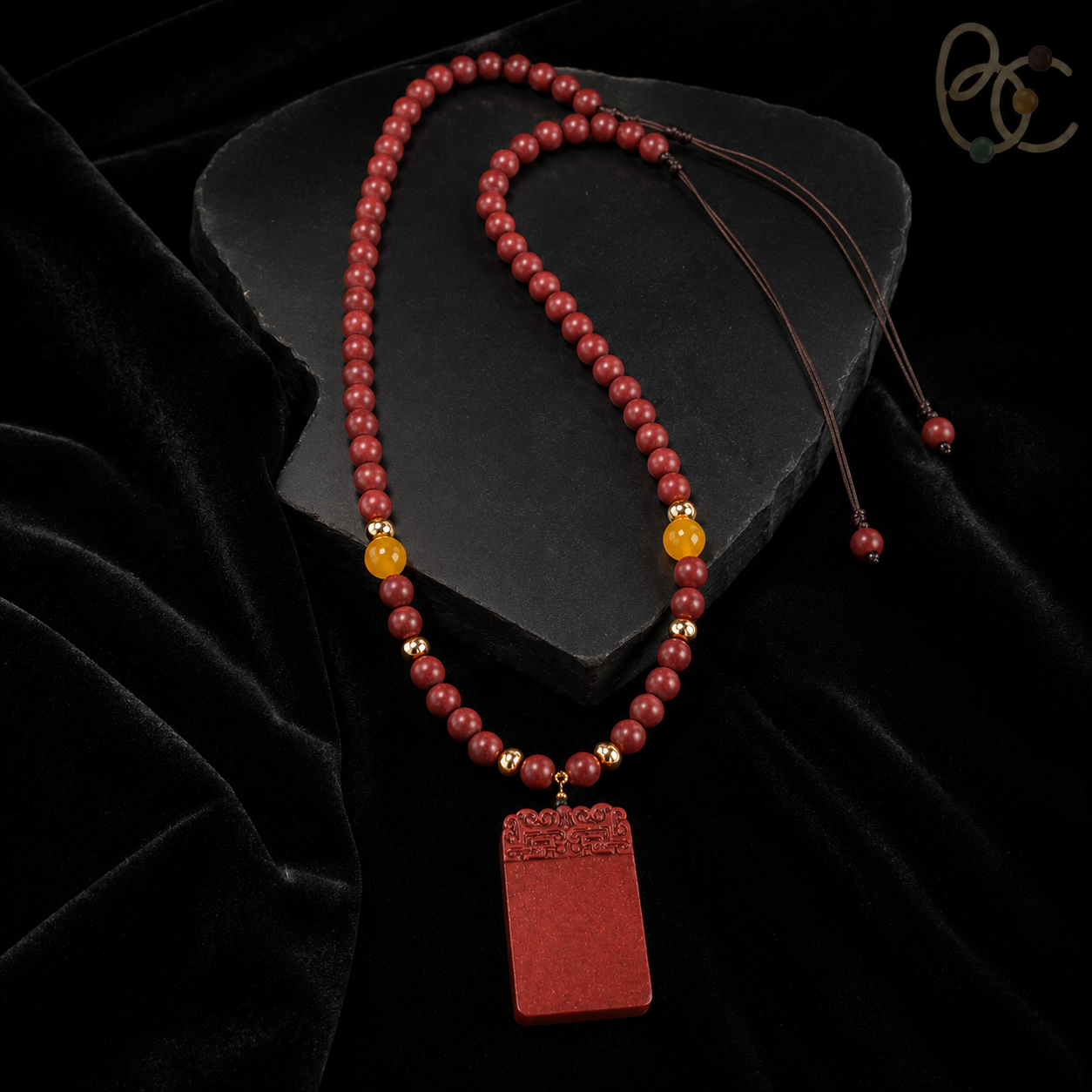 Lady of Blossoms — Agarwood Rose Incense Bead Pendant Necklace