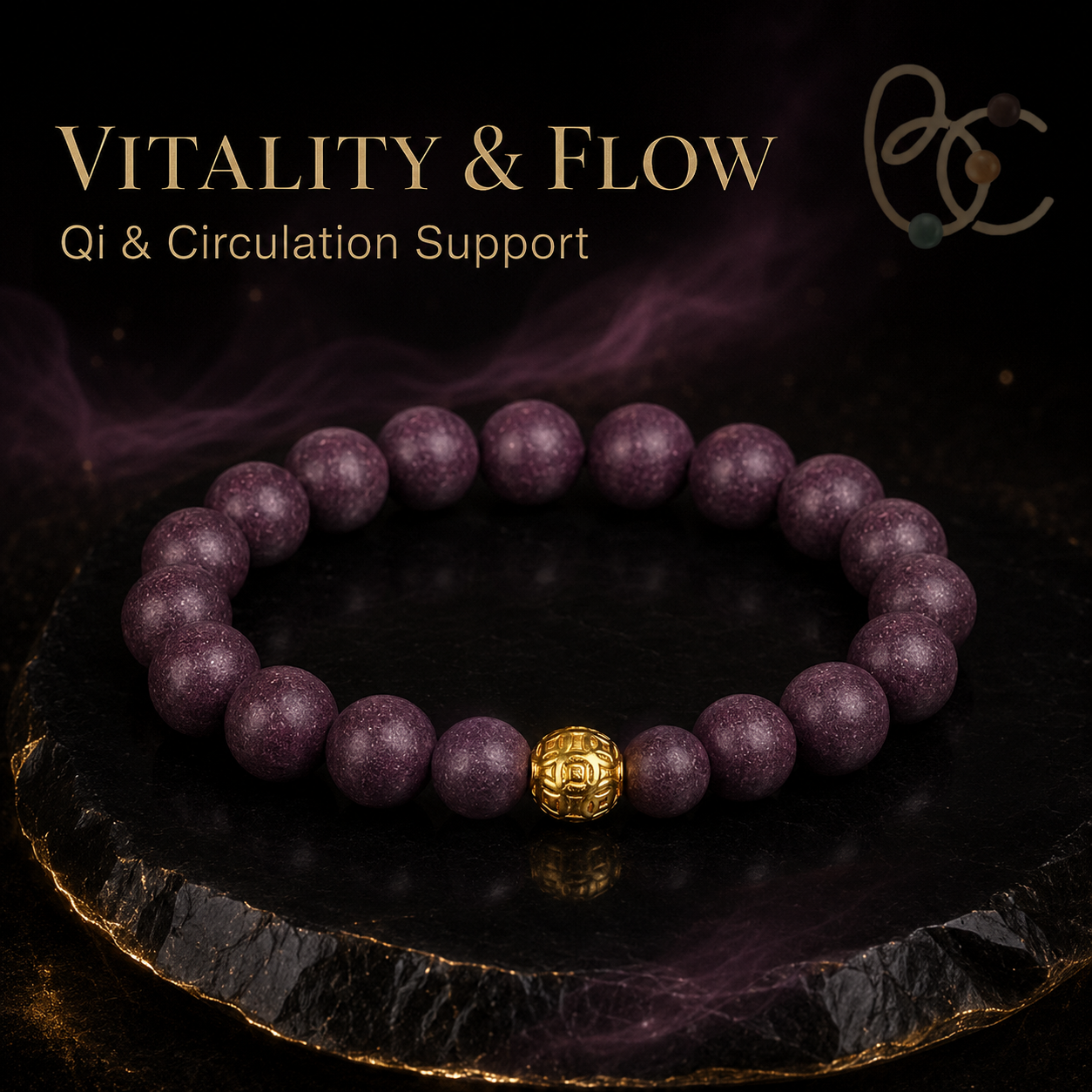 Imperial Violet — Rose Sandalwood Bracelet with Fortune Bead