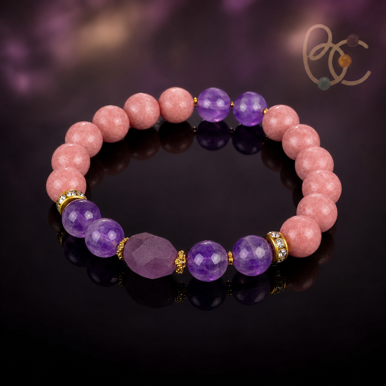 Rose Mist — Rose Agarwood Incense Bracelet with Amethyst