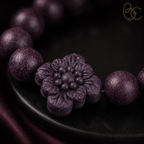 Imperial Violet — Rose Sandalwood Bracelet with Floral Charm