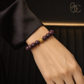 Imperial Violet — Rose Sandalwood Bracelet with Fortune Bead