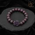 Imperial Violet — Rose Sandalwood Bracelet with Peach Blossom Charm