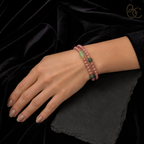 Blush & Azure — Double-Wrap Rose Agarwood Incense Bracelet