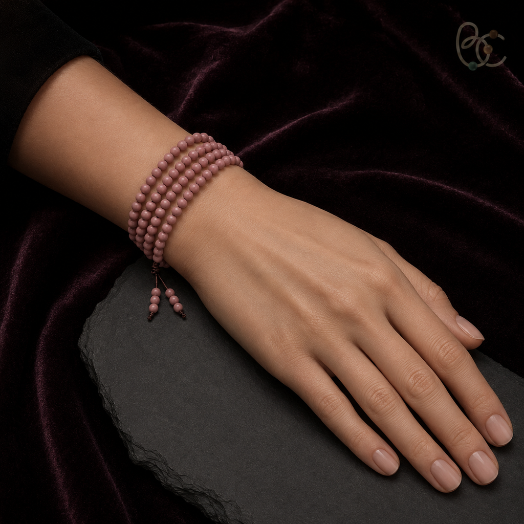 Blush Reverie — Rose Agarwood Long-Strand Incense Mala