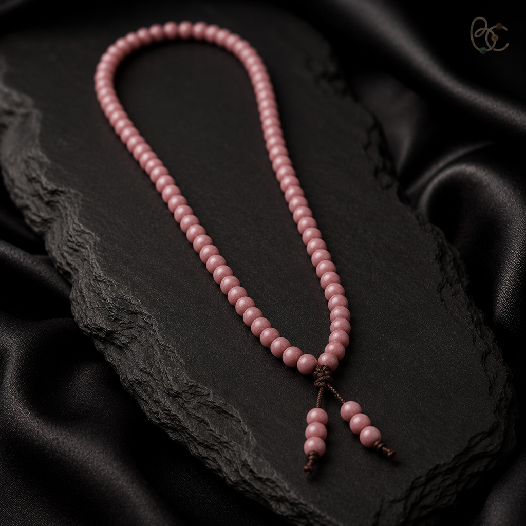 Blush Reverie — Rose Agarwood Long-Strand Incense Mala