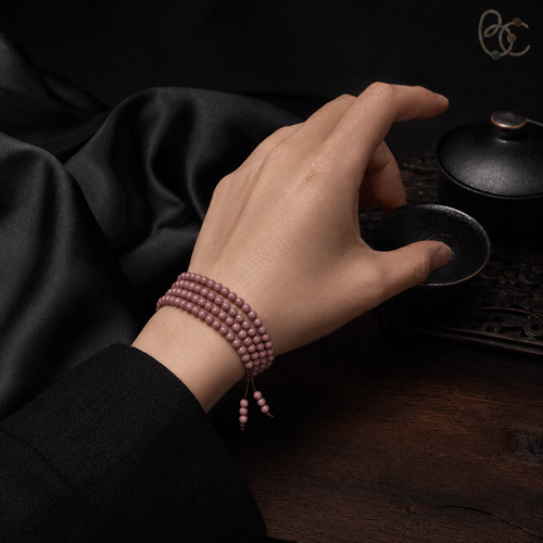 Blush Reverie — Rose Agarwood Long-Strand Incense Mala