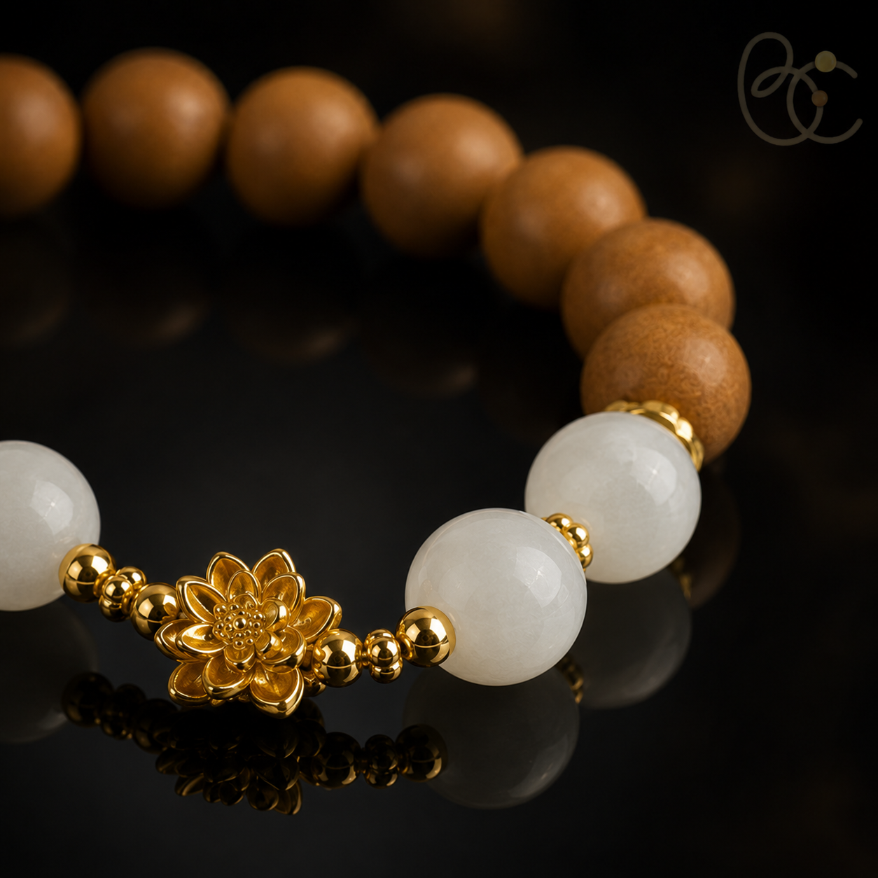 Pear Pavilion — 12mm Agarwood & Sandalwood Charm Bracelet