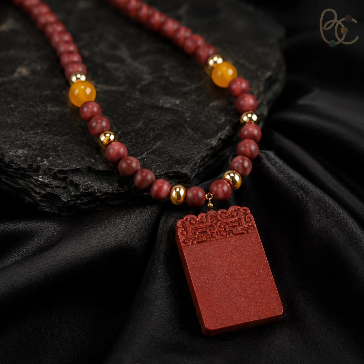 Lady of Blossoms — Agarwood Rose Incense Bead Pendant Necklace