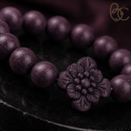 Imperial Violet — Rose Sandalwood Bracelet with Floral Charm