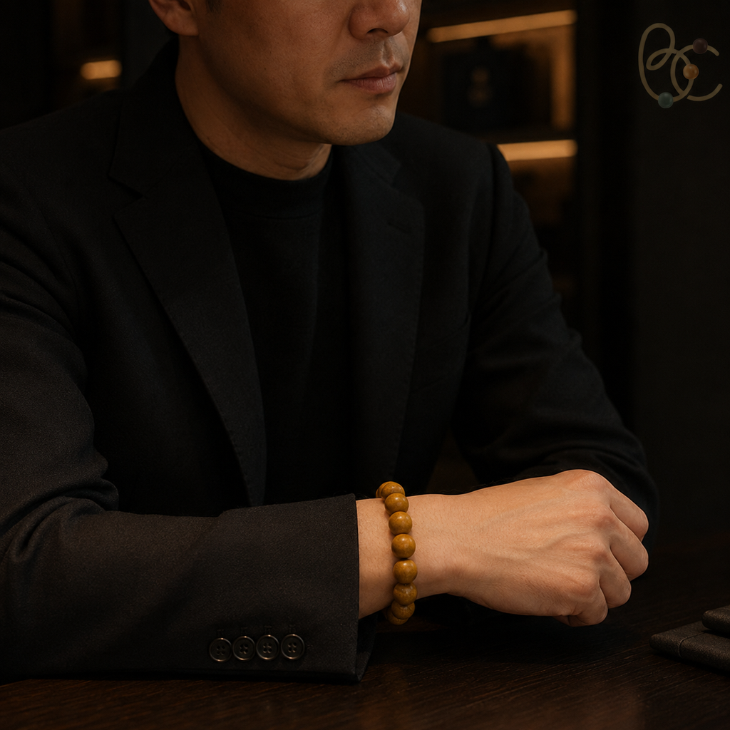 Pear Pavilion — 15-Bead Agarwood & Sandalwood Bracelet