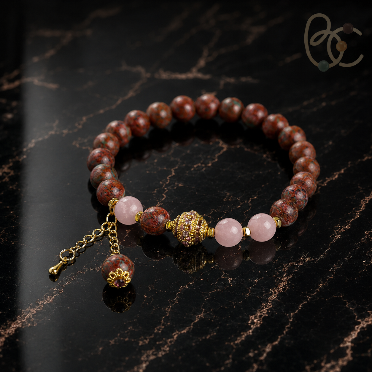 Dunhuang Spectrum — Floral Tea & Sandalwood Incense Charm Bracelet