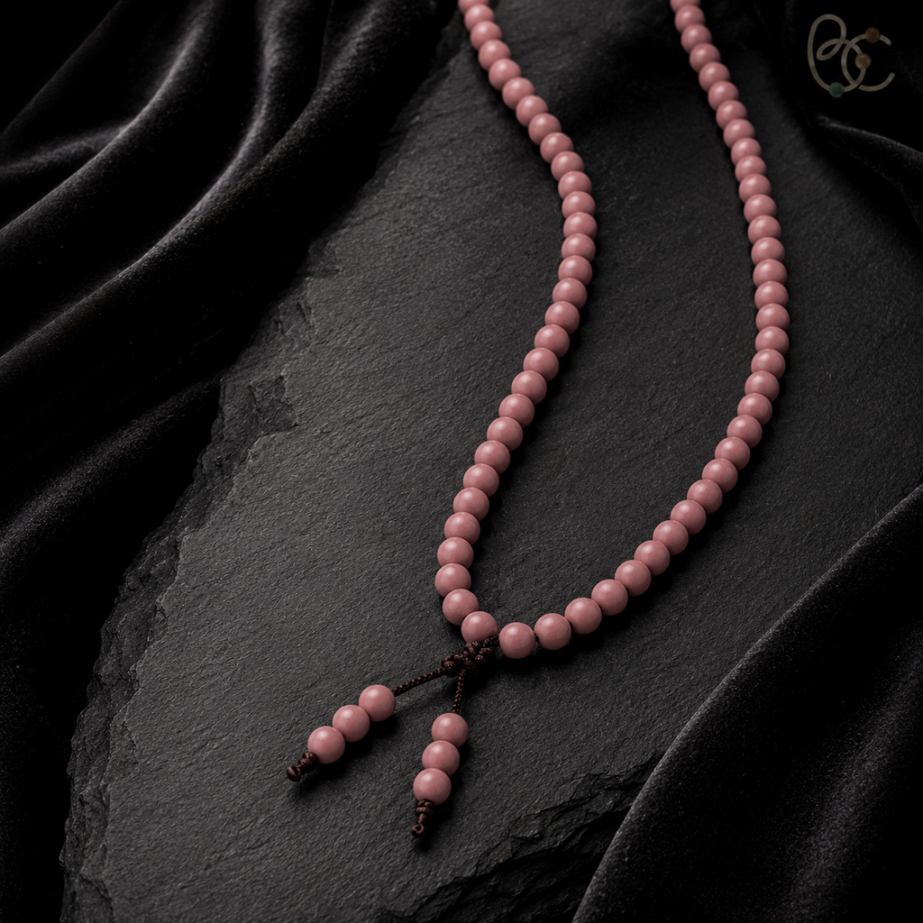 Blush Reverie — Rose Agarwood Long-Strand Incense Mala