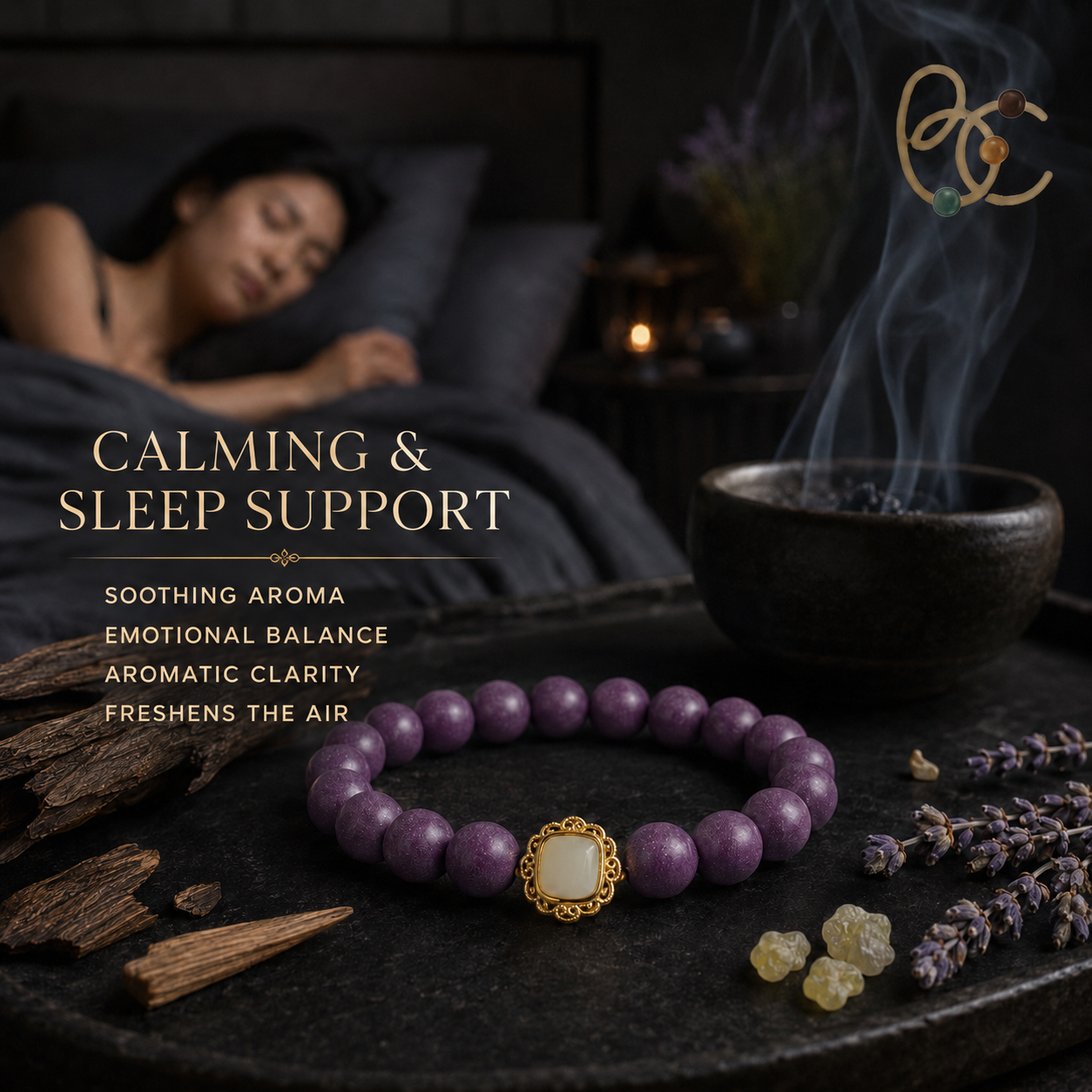 Imperial Violet — Lavender Agarwood Herbal Incense Bracelet