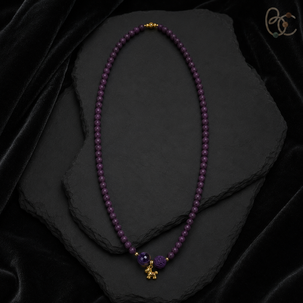 Imperial Violet — Double-Wrap Rose Bracelet with Horse Charm