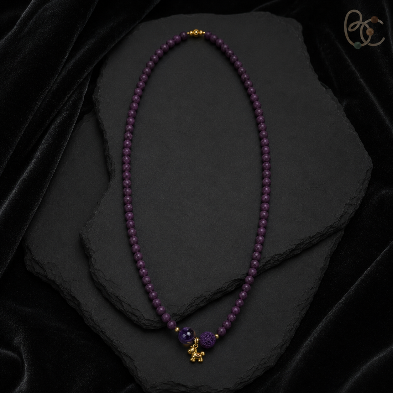 Imperial Violet — Double-Wrap Rose Bracelet with Horse Charm