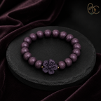 Imperial Violet — Rose Sandalwood Bracelet with Peach Blossom Charm