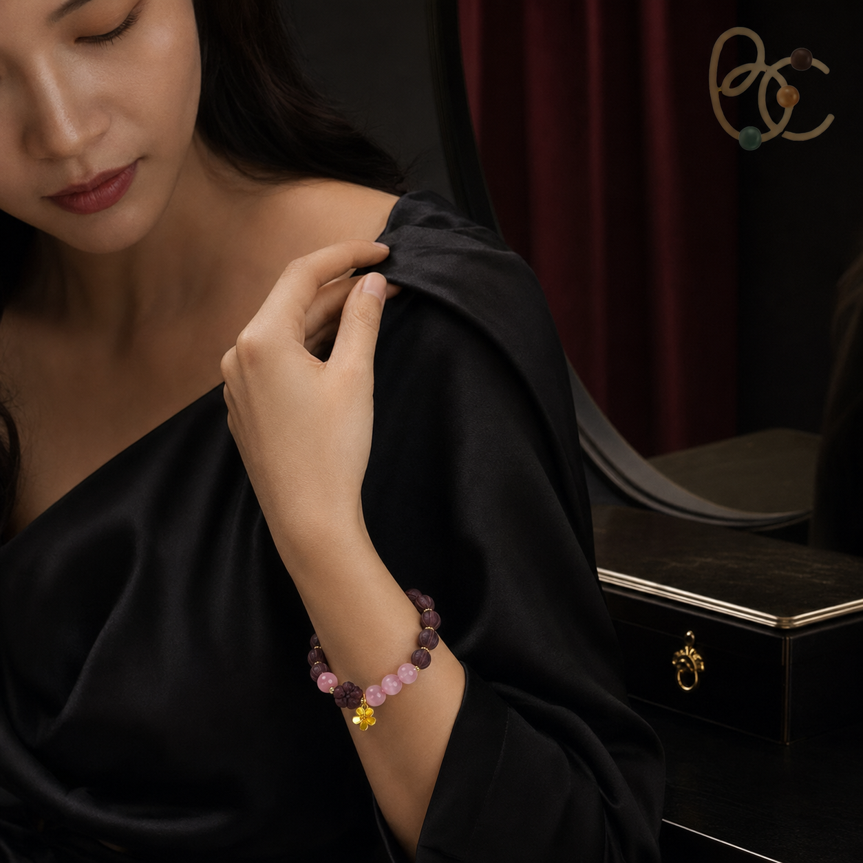 Rose Ease — Rose & Jujube Incense Bracelet with Rose Quartz